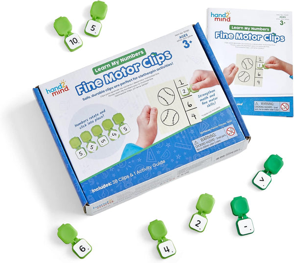 hand2mind Learn My Numbers Fine Motor Clips, Toddler Numbers and Counting Activities, Montessori Math Toys for Kids