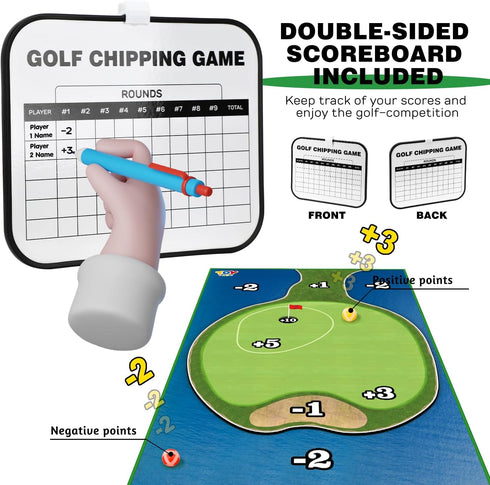 Set 20 TOY Life Golf Chipping Game Golf Sticky Battle Mat with Sticky Balls & Hitting Mat, Fun Backyard Chip Game
