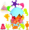 Suction Bath Toys for Kids, 18 Pcs Silicone Ocean Animal Suction Cup Toys with Eggshell & Bag for Toddlers
