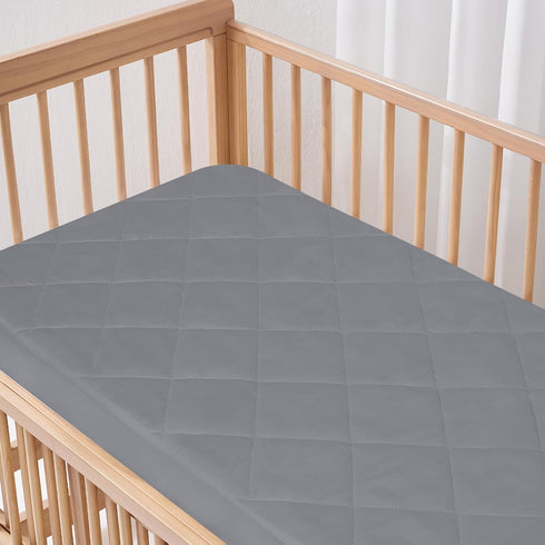 2 Pack 38" 24" Mini Crib Mattress Protector Sheets Fitted Waterproof Mini Crib Mattress Protector Pad Cover Gray