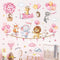decalmile Pink Animal Hot Air Ballon Wall Decals Elephant Lion Giraffe Wall