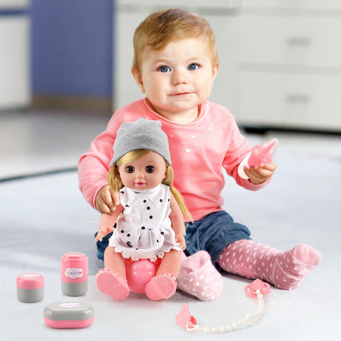 Set, 5 3 4 5 Set) SUKIPIN Baby Doll Bath Baby Dolls for Year Old Girls for Easter Basket Stuffers, Doll Bathtub Toys