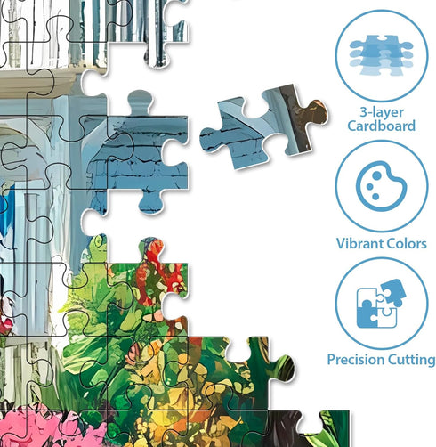BraniacBits 500 500 20.5 15 inch Pieces Puzzle for Adults, Beach Dog Flower Puzzle, Recycled Cardboard Jigsaw Puzzles