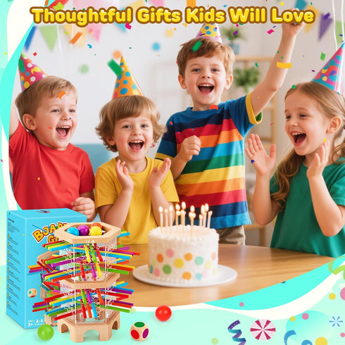 WhimsiPlay 42 3 4 5 6 Counting Montessori Wooden Board Game, Colorful Sticks Dice Games for Kids Years, Math Learning
