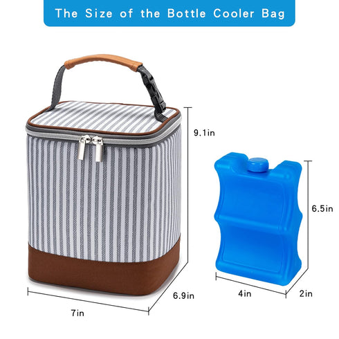 Breast Milk Cooler Bag with Ice Pack | Fits 4 Baby Bottles Up to 9 Ounce | Great for Nursing Mom Daycare, Strap