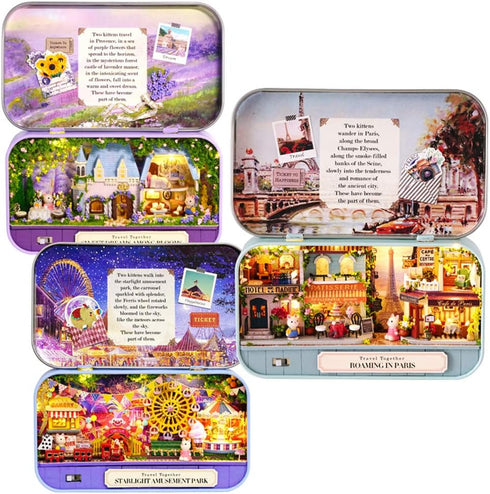 Spilay Dollhouse Miniature Kit with Furniture - DIY Iron Box Theater, 1:24 Scale, Best Birthday Gift for Adults
