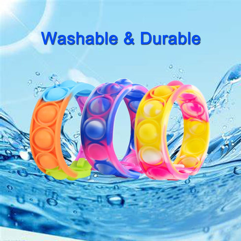 IERKEIE 120 Pcs Pop Bracelet Bubble Fidget Toys for Party Favors, Hand Finger Silicone Wristband Bulk for Student