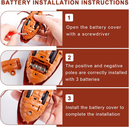 Induction Cockroach Toy for Kids, Smart Sensing Realistic Giant Cockroach Model, Automatic Moving Interactive Fake