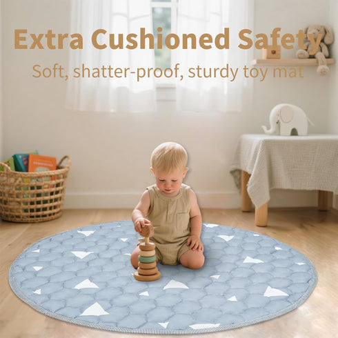40x40 Baby Mat for Floor, Gentle Monster Cushioning Padded Round Baby Playpen Mat, Non-Slip and Machine Washable