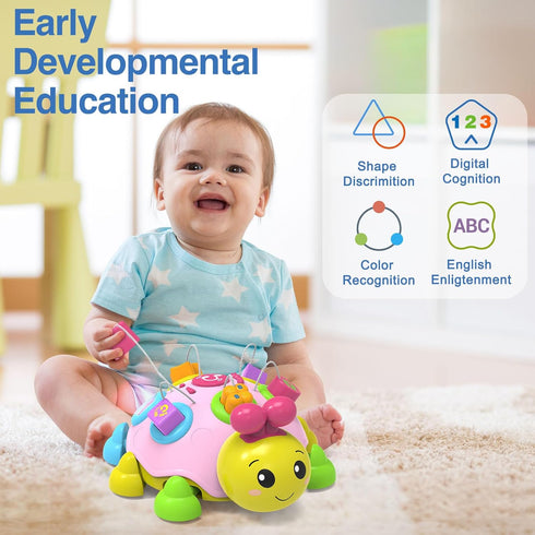 Holaxander 6-12 7 8 9 10 11 1-2 Baby Musical Ladybug Crawling Toys,Baby Toy Months with Light-up Music, Early