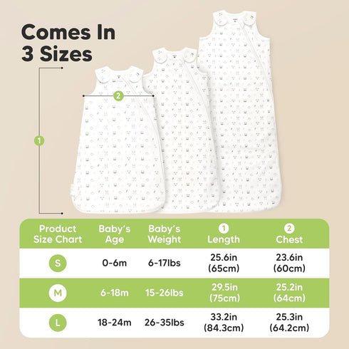 2-Pack 100% 0.5TOG 0-6 Organic Baby Sleep Sacks, Cotton - Soft & Breathable Baby Wearable Blanket, Toddler Sleeping