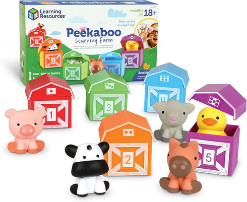 Learning Resources Peekaboo Learning Farm - 10 Pieces, Toddler Counting and Sorting Toys for Ages 18+ Months