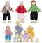 Wooden Doll House People, 8 Miniature Figures and 2 Pets, Dollhouse Family Set for Kids