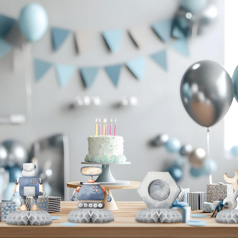 BonBeeDesign 12 Pack Robot Table Decorations - Robot Party Decorations for Kids' Birthday and Baby Shower - Robot Table