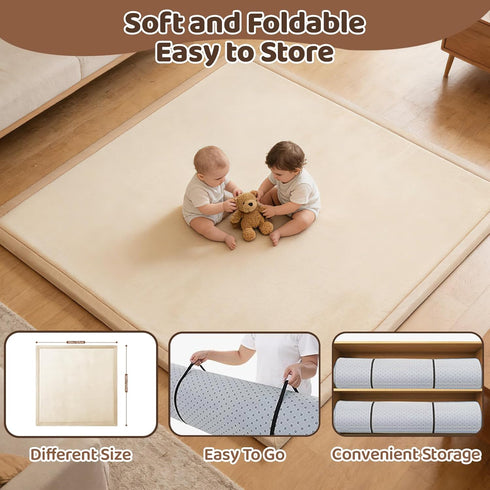 1.3 Inch Tummy 5050 Inch Baby Play Mat for Floor, Thick Memory Foam Time Mat with Non Slip Backing, Soft Coral Velvet