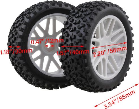 BQLZR 4X White Front Rear Wheel Rim Rubber Tyre Tires Replacement for RC 1:10 Off-Road by BQLZR