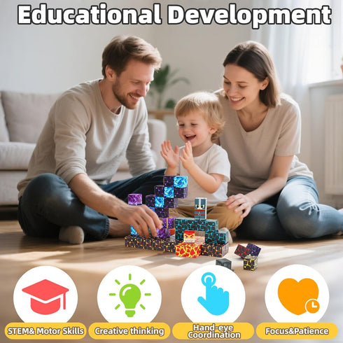 Blocks,100PCS 3D Set 3 4 5 6 7 8 9+ LionFuny Magnetic Magnetic Building Blocks,Magnet Blocks Build World Stacking