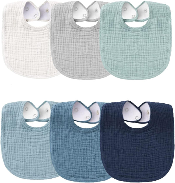 Muslin Baby Bibs for Boys Girls - Soft Cotton Drooling and Teething Bibs for Infant, Newborn