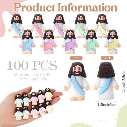 Bememo 100 Pcs Jesus Toys, Miniature Jesus Figurine for Easter Egg Stuffers, Classic Religious Gifts