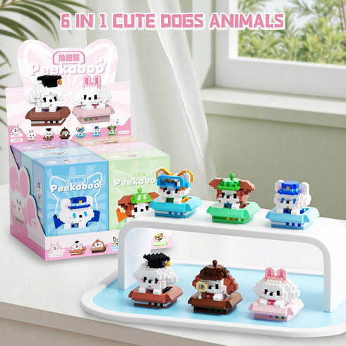 6 Pack Set, 1990PCS 14+ HIGH GODO Animals Dog Party Favors Building Cute Animals for Goodie Bag Stuffers, Party Favors