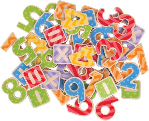 Bigjigs Toys Colourful Educational Wooden Magnetic Numbers and Symbols