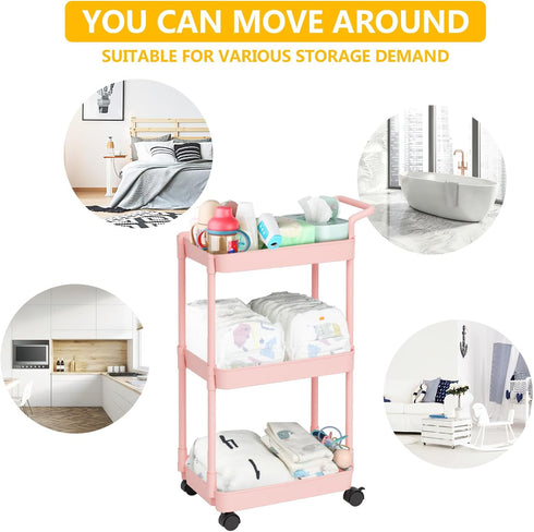 Volnamal Diaper Caddy - Plastic Diaper Organizer for Nursery Essentials, Baby Organizers and Storage, Movable Cart