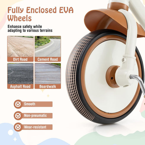 3 3-5 HONEY JOY Tricycle, Kids Trike Wheel Bike with Adjustable Seat, Removable Storage Basket, Tricycle for Years Old
