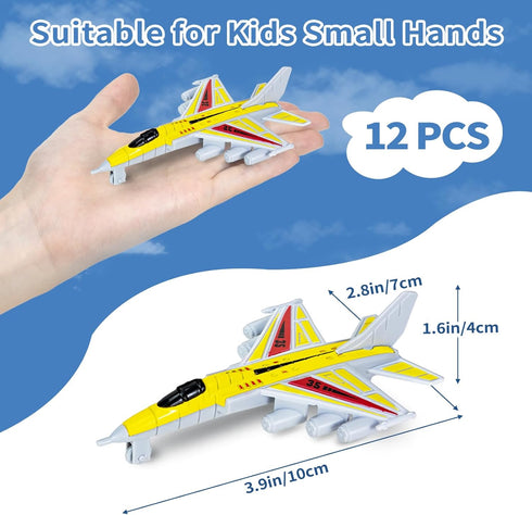 12 Pack,Plastic 1 2 3 4 5 6,Military Toy Airplanes Diecast Airplane Toys for Boys Toddlers Age Planes Model Toys