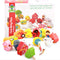 Lacing Farm Toy Wooden Block Set, Early Educational String & Lacing Beads Games for Toddlers Learning Play