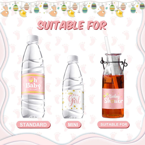 80 Teling Pieces Baby Shower Water Bottle Labels Waterproof Water Bottle Stickers Wrappers Labels for Baby Shower Party