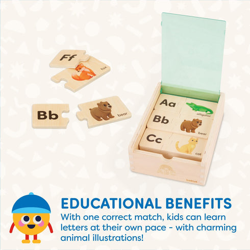Battat One-Match Puzzle, Alphabets Wooden Puzzle for Toddlers, Educational Toys, 3 Years +, Self-Correcting