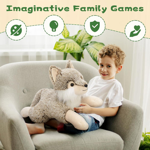 30", BENINY Giant Wolf Stuffed Animal Super Soft Pillow Plush Toy, Big Fluffy Plushie Gift for Birthdays & Christmas