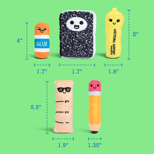 5 Emotional Support School Supplies Plush by Relatable - Cute Stuffed Animals and Squishy Toys, Fun Gift Ideas for All