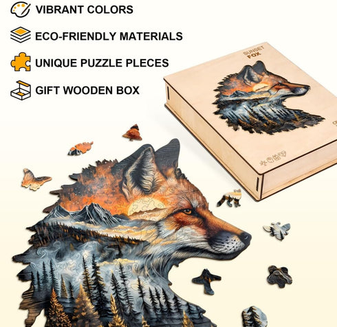 Sunset 150 11.4 11.4in Fox Puzzles Adults Gifts Wooden Pieces *