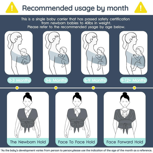 Jeroray Baby Wrap Carrier Sling: Baby Wearing Wraps Newborn to Toddlers Infants Stretchy Easy to Wear Hands Free Plus