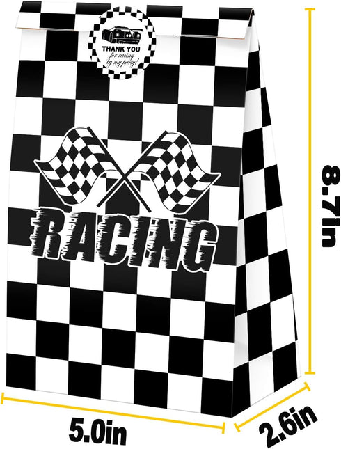 24 Pack Race Car Party Candy Favor Bags with Stickers, Race Car Themed Birthday Party Supplies