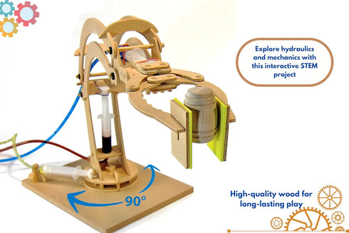 8-12 PATHFINDERS STEM Kit Hydraulic Robotic Arm | Wooden Building Kit for Kids Ages | Mechanical Engineering Toy |