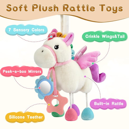 0 3 6 9 12 TYRY.HU Baby Stroller or Car Seat Toy,Soft Plush Stroller & Cot Hanging Toys, Rattle Sensory Developmental