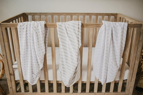 3 Set 100% 28x52x9 NODNAL CO. Fitted Crib Sheets Gray - OEKO-TEX Cotton for Baby Girl/Boy Nursery Bedding - Gender