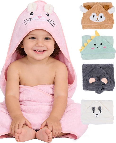 Van MolaDi Personalized Baby Bath Towels for Newborn, Custom Cute Animal Hooded Towels with