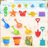 LullaBlock Set 20 3-10 Beach Toys for Kids, Sand Toys with Collapsible Sand Bucket, Shovel, Marine Life & Vehicles