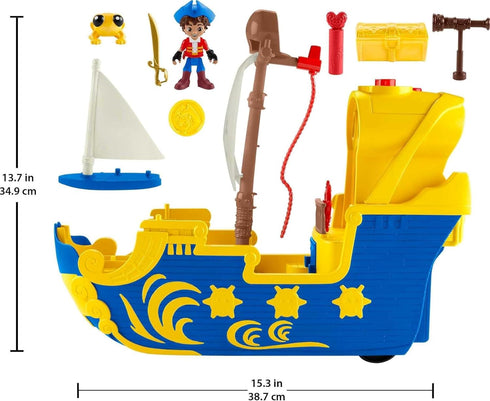 Fisher-Price El Bravo Playset - Santiago of the Seas Toy Pirate Ship with Lights & Sounds for Ages 3+