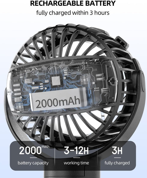 TUNISE 4000mAh, 360 3-Speed, Stroller Fan, Rechargeable with TYPE-C Port, Rotatable, Flexible Tripod, Clip Anywhere