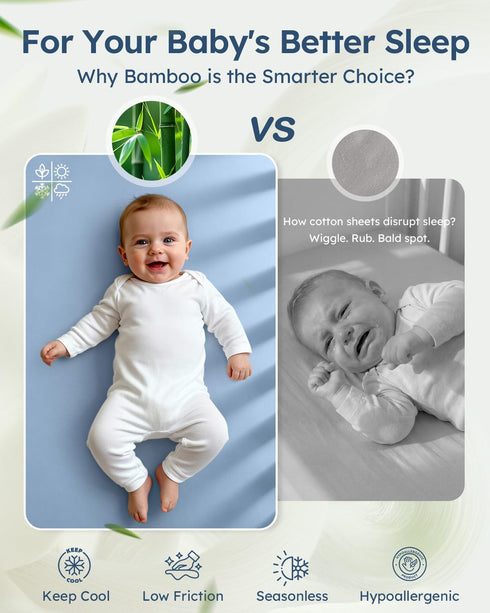 2 Pack 52x28in Yoofoss Baby Crib Sheets Viscose Derived from Bamboo, Fitted Crib Sheet for Boys Girls, Soft