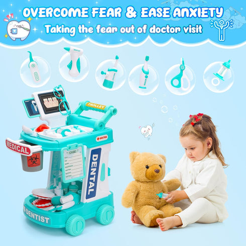 Set 3-5, Dentist Play Toy for Kids, Pretend Play Medical Toy Dentist Cart, Dental Toy with Fake Teeth, Doctor Toy