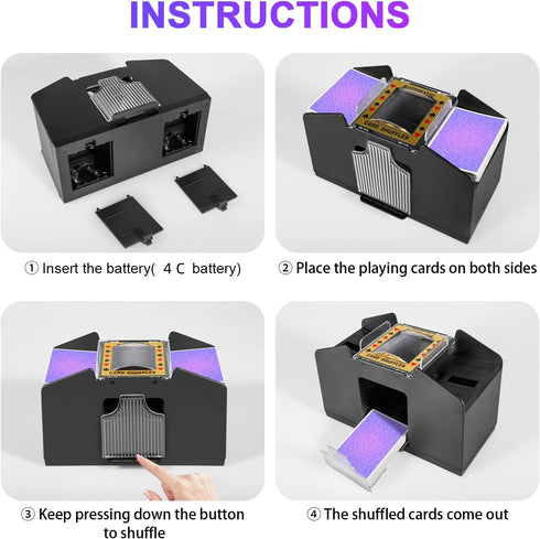 Automatic Card Shuffler, Battery-Operated Electric UNO Poker Shuffler for 2/1/4/6 Decks, Travel Home Card Game