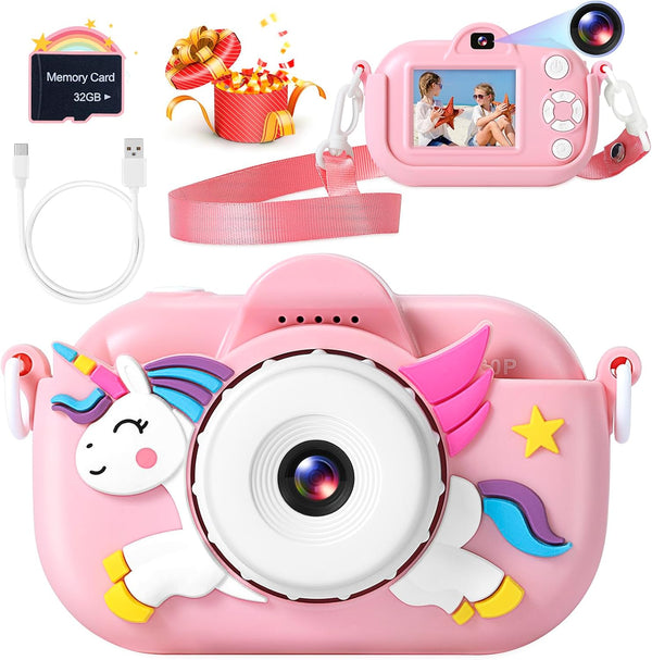 YEEHAO Kids Camera for Toddler Girls Boys, 32MP Digital Camera for Ages 3-9, Pink Birthday Gift