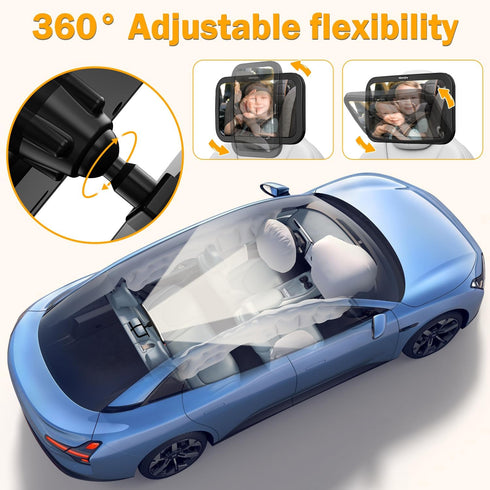 360 11.8 7.25 MONOJOY Baby Car Mirror Travel Car-Seat Infant Mirrors Safety Kids Rear View for Rear Facing with Wide