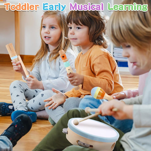 Set, 18 2 3 4, Wooden Toddler Musical Instruments Montessori Month Old Baby Musical Toys, Kids Percussion Instruments