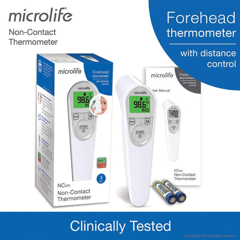 Microlife Non-Contact Digital Infrared Forehead Thermometer, Large Backlit LCD Screen, Fever Alarm, Accurate Readings